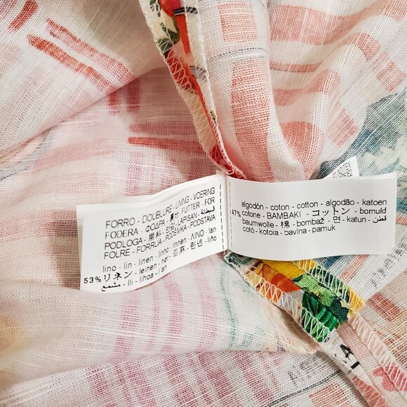 Zara Patchwork Linen Blend Midi Dress XS Open Back Trattoria Italy Pasta Lemon - Picture 16 of 16